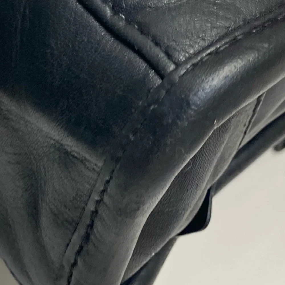 Tumi black leather mens briefcase bag